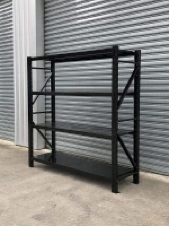 Heavy Duty Shelving (2m) 300kg Per Level - BOLTED/MATTE BLACK