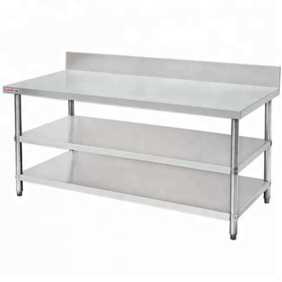 Stainless Steel Bench, Splashback 3 Tier