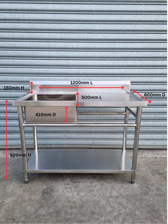 Stainless Steel Sink/Bench with Undershelf