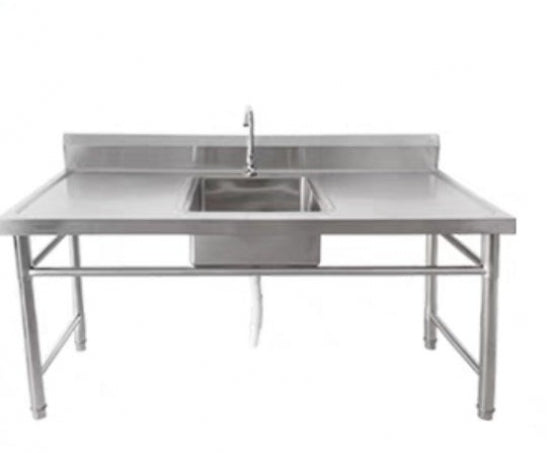 Stainless Steel Freestanding Centre Sink with TAP Bench + Splash back