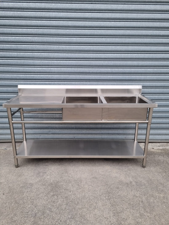 Stainless Steel Bench With Double Sink