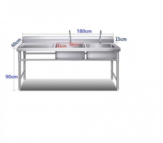 Stainless Steel Bench With Double Sink