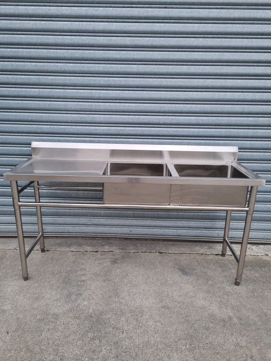 Stainless Steel Bench With Double Sink